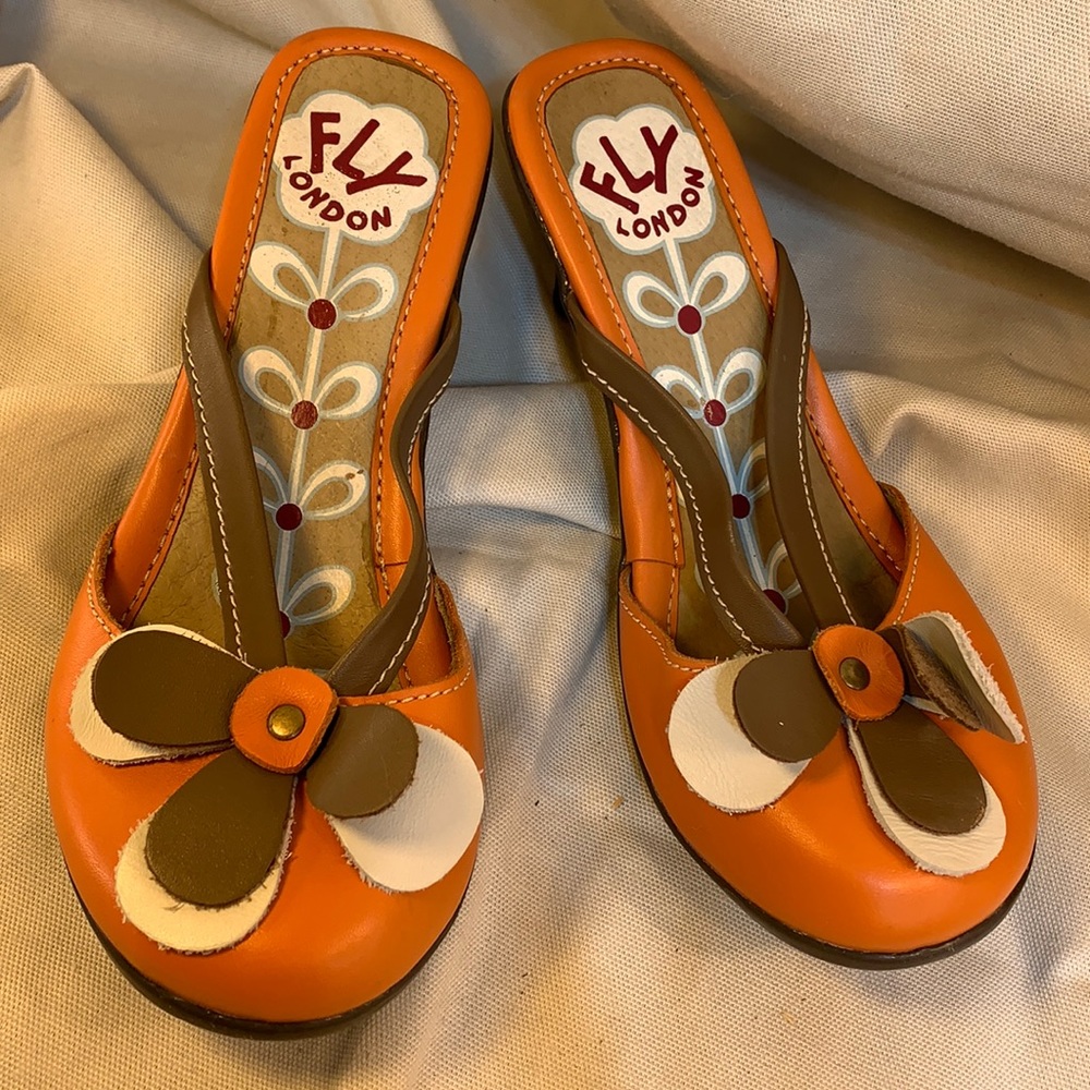Fly London exquisite almost NEW leather mules
